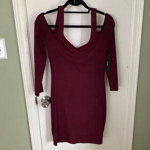 Lulu’s Long Sleeve Peekaboo Shoulder BodyCon Dress